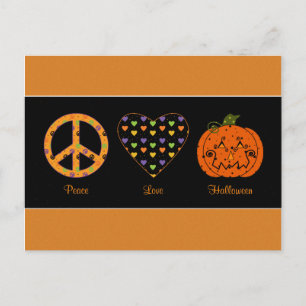 Peace, Love And Halloween Postcard