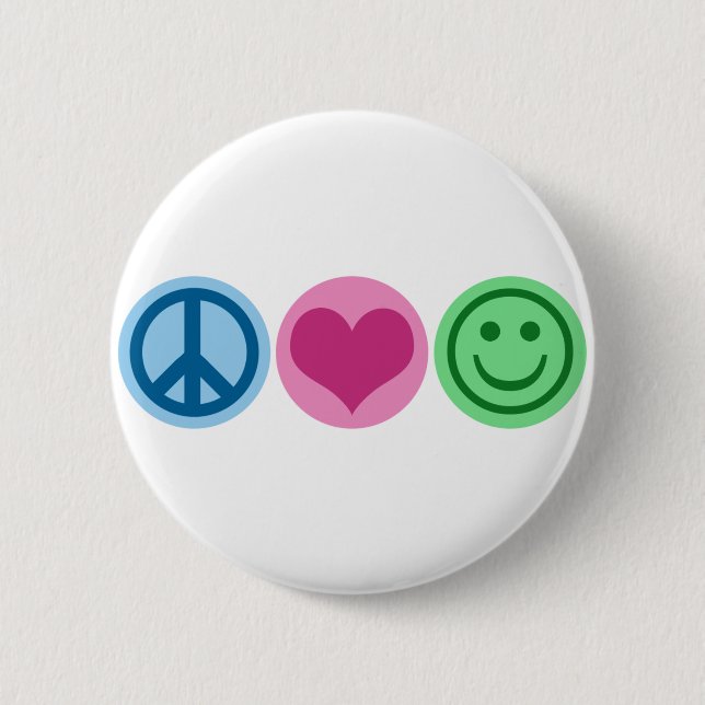 Peace Love and Happiness 6 Cm Round Badge (Front)