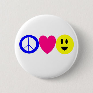 Peace, Love, and Happiness 6 Cm Round Badge