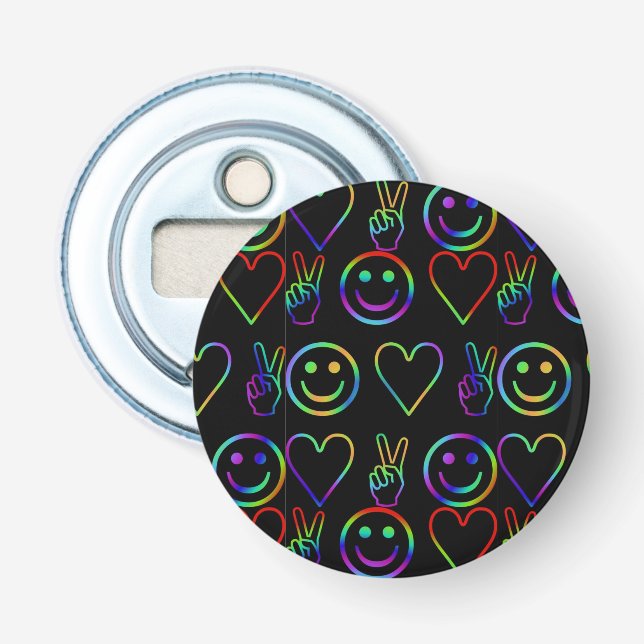 PEACE , LOVE  AND HAPPINESS BOTTLE OPENER (Front)