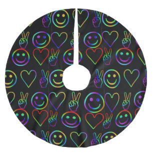 PEACE , LOVE  AND HAPPINESS BRUSHED POLYESTER TREE SKIRT