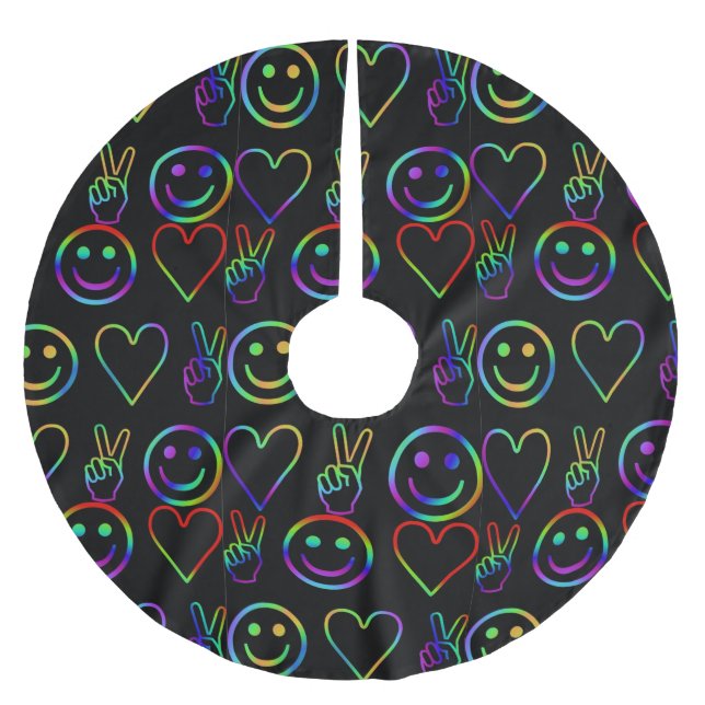 PEACE , LOVE  AND HAPPINESS BRUSHED POLYESTER TREE SKIRT (Front)
