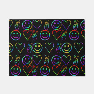 PEACE , LOVE AND HAPPINESS DOORMAT