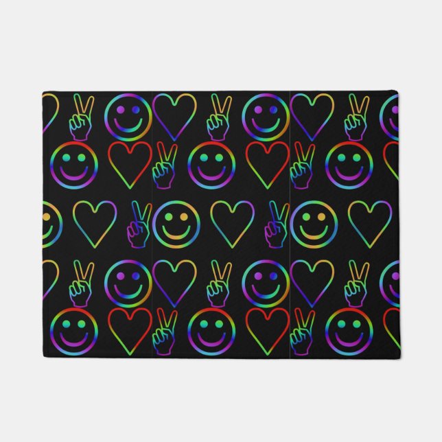PEACE , LOVE  AND HAPPINESS DOORMAT (Front)
