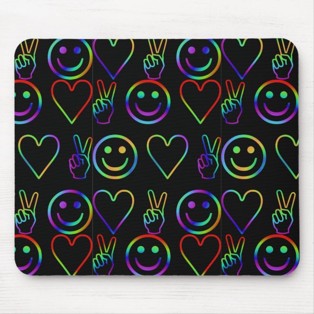 PEACE , LOVE  AND HAPPINESS MOUSE PAD (Front)