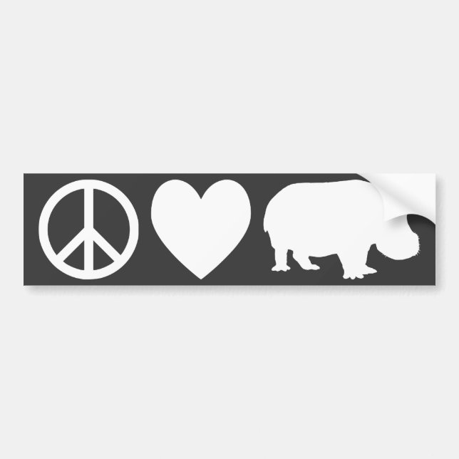 Peace Love and Hippos Bumper Sticker (Front)