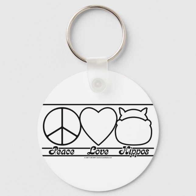 Peace Love and Hippos Key Ring (Front)