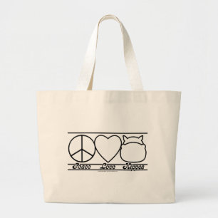 Peace Love and Hippos Large Tote Bag