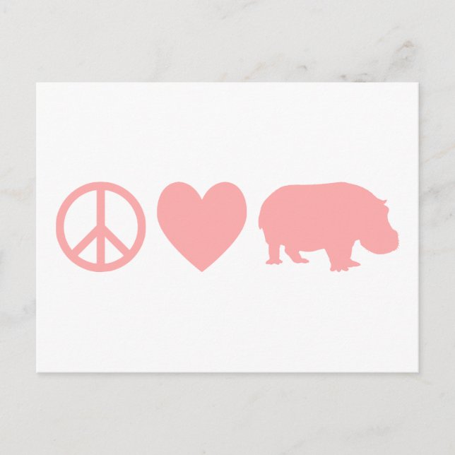 Peace Love and Hippos Postcard (Front)