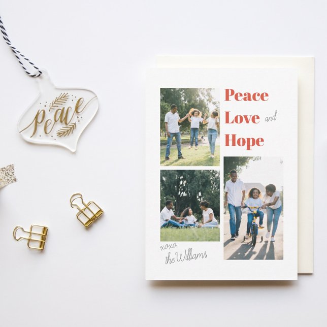 Peace Love And Hope Flat Holiday Card (Creator Uploaded)