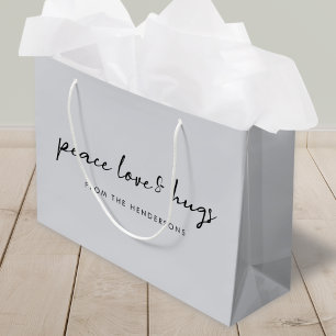 Peace Love and Hugs   Dove Grey Elegant Christmas Large Gift Bag