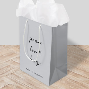 Peace Love and Hugs   Dove Grey Elegant Christmas Medium Gift Bag