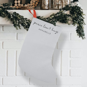 Peace Love and Hugs   Dove Grey Elegant Christmas Small Christmas Stocking