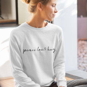 Peace Love and Hugs Minimal Simple White Christmas Sweatshirt