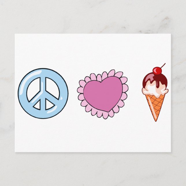 Peace Love and Ice Cream Postcard (Front)