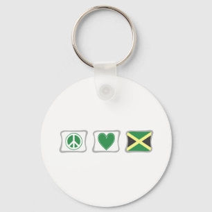 Peace Love and Jamaica Squares Key Ring