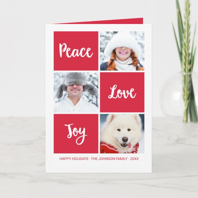 Peace Love and Joy | Custom Photo Holiday Card (Front)