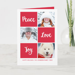 Peace Love and Joy   Custom Photo Holiday Card