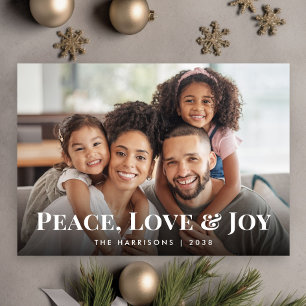 Peace, Love And Joy Family Photo Christmas Holiday Card