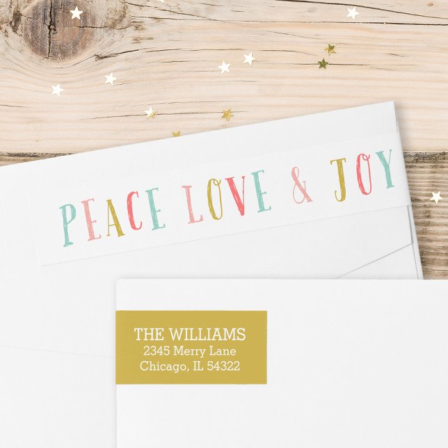 Peace Love and Joy Holiday Return Address Labels (Creator Uploaded)