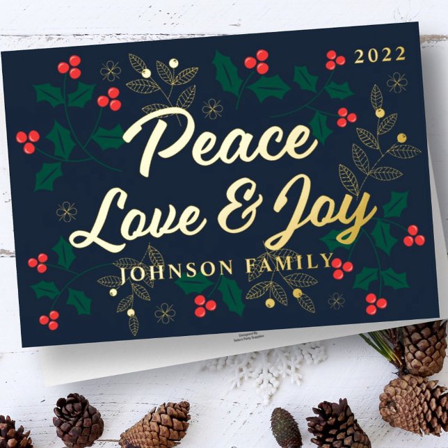 Peace Love and Joy Modern Holly Berries Foliage (Creator Uploaded)