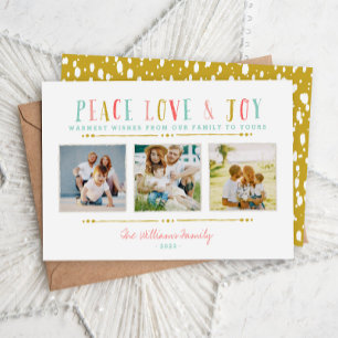 Peace Love and Joy Photo Collage Holiday Card