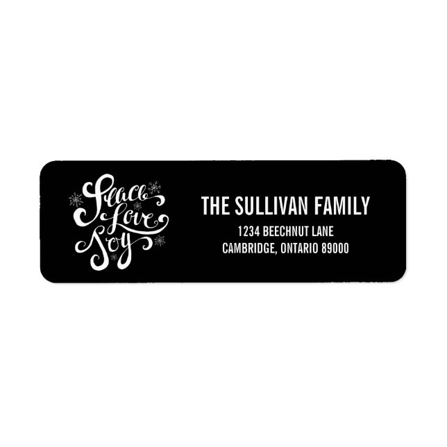 Peace Love and Joy Script Holiday Address Label (Front)