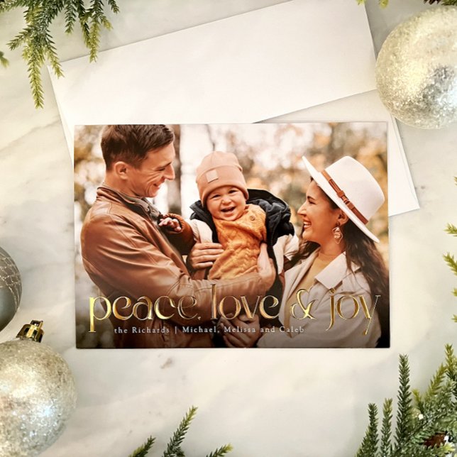 Peace, Love and Joy simple foil holiday card (Creator Uploaded)
