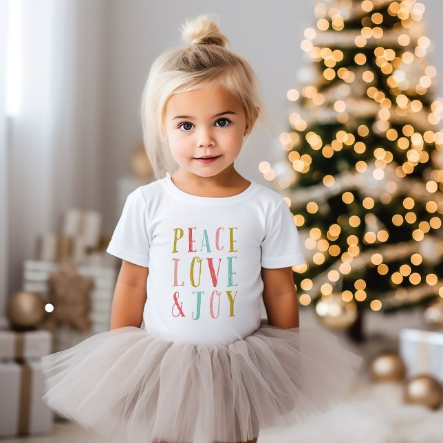 Peace Love and Joy Whimsical Holiday Baby T-Shirt (Creator Uploaded)