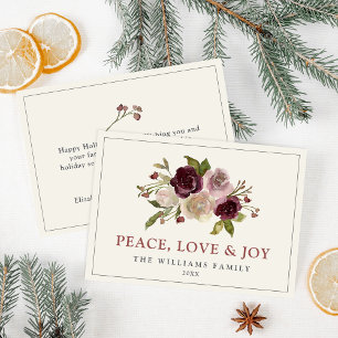 Peace Love and Joy Winter Bouquet Holiday Card