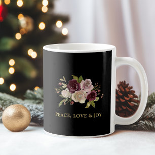 Peace Love and Joy Winter Bouquet Holiday Coffee Mug