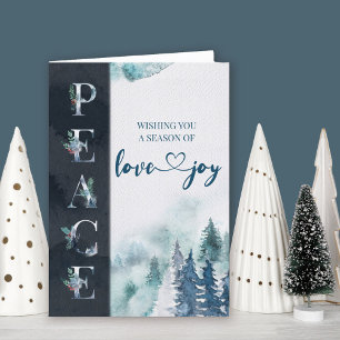 Peace Love and Joy Winter Forest Christmas Holiday Card