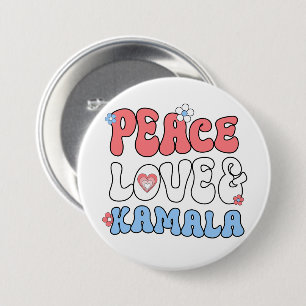 Peace Love and Kamala Harris 2024 7.5 Cm Round Badge
