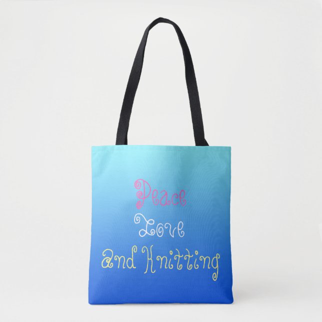 Peace Love And knitting - personalised Tote Bag (Front)