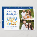 Peace Love and Latkes Happy Hanukkah 2 Photo Holiday Card<br><div class="desc">Send your Wishes with this Holiday Photo card that feature a Stunning Hanukkah Script and Jewish Holiday Symbols to highlight your greeting message.</div>