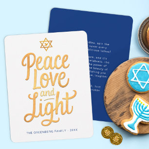 Peace Love and Light Hanukkah Card
