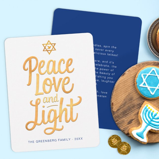 Peace Love and Light Hanukkah Card (Peace Love & Light Hanukkah Card)