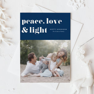 Peace Love and Light Navy Blue Hanukkah Photo