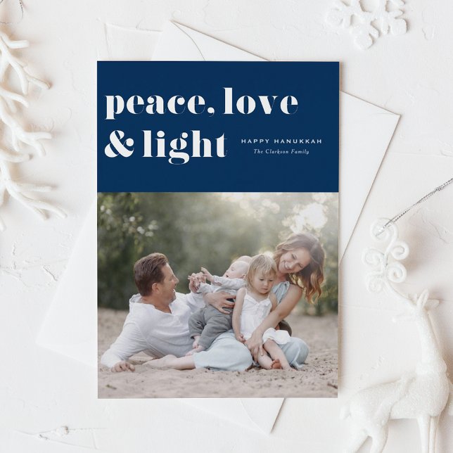 Peace Love and Light Navy Blue Hanukkah Photo (Creator Uploaded)