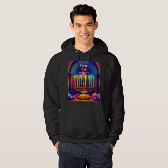 Peace, Love and Miracles- Hanukkah Hoodie (Front Full)