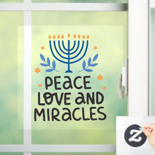 Peace Love and Miracles Hanukkah Menorah