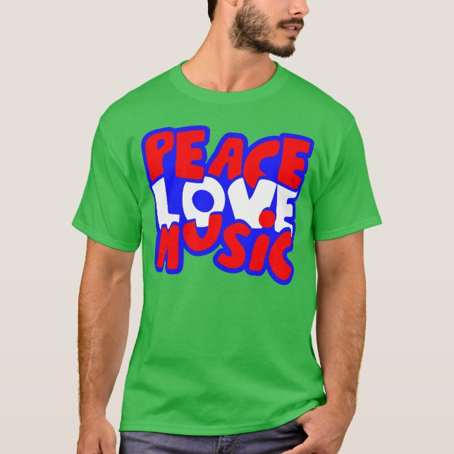 Peace Love and Music Arts and music Festival Blues T-Shirt (Front)