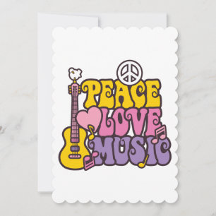 Peace, Love, And Music Flat Greeting Card