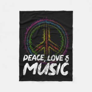 Peace Love And Music Peace  Fleece Blanket