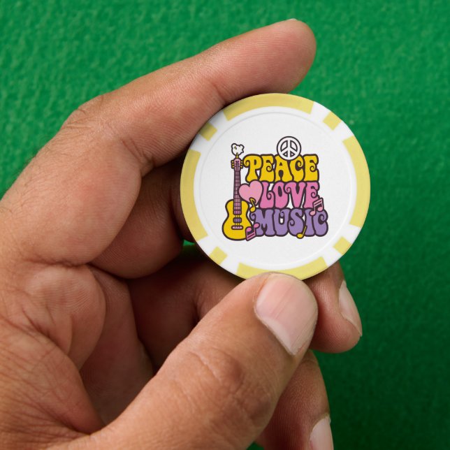 Peace, Love, And Music Poker Chips (Hand)