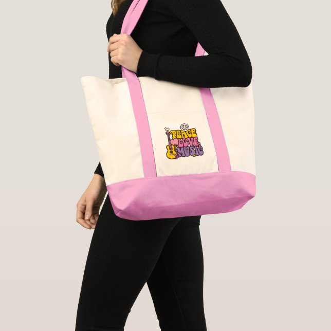Peace, Love, And Music Tote Bag (Front (Product))
