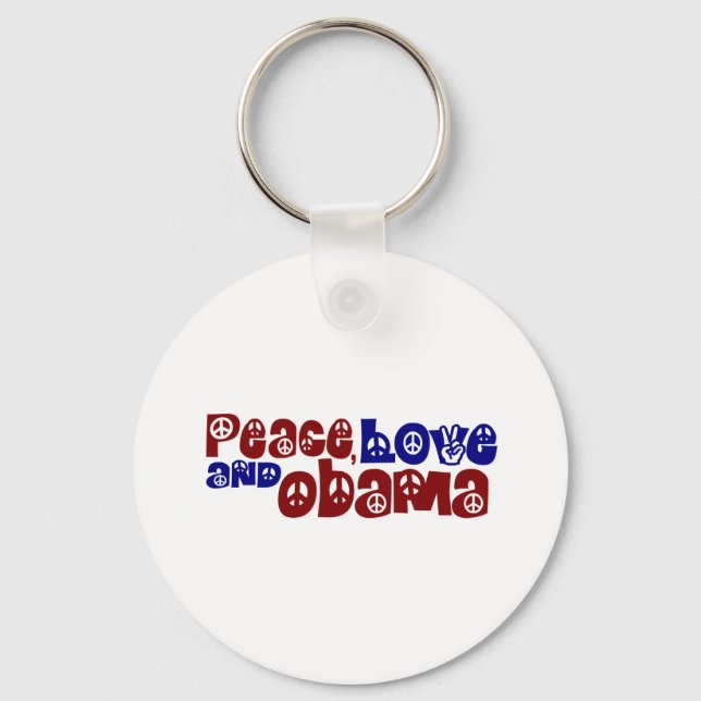 Peace Love And Obama Key Ring (Front)