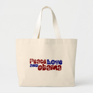 Peace Love And Obama Large Tote Bag