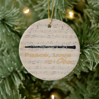 Peace Love and Oboe Quote Oboist    Ceramic Tree Decoration