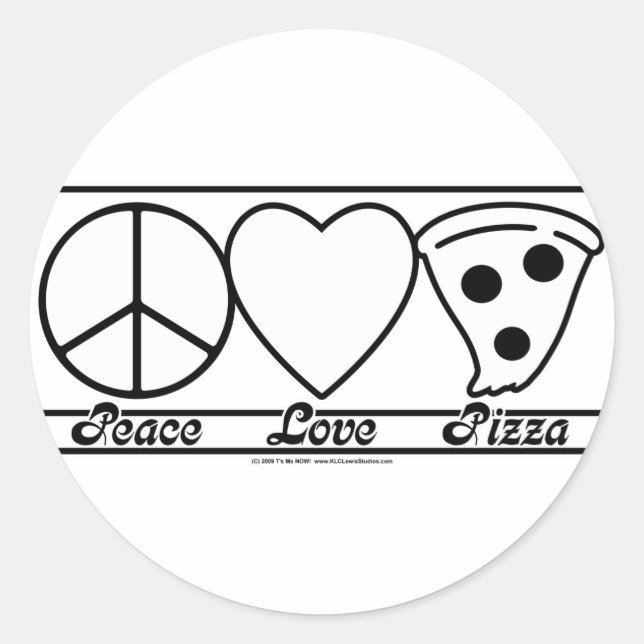 Peace Love and Pizza Classic Round Sticker (Front)